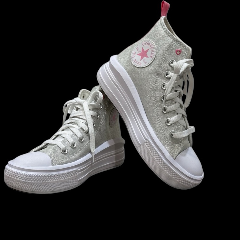 Converse Chuck Taylor Sneaker Girls 4 All Star Move Platform Sparkle A06332C